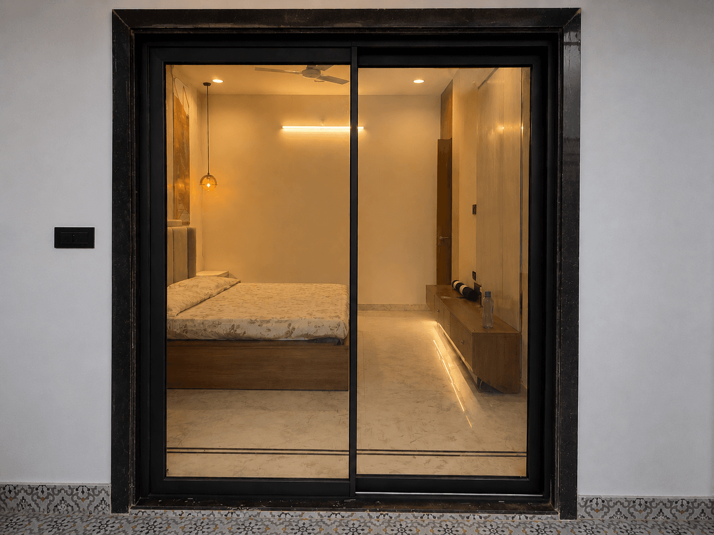 Sector 5 Master Bedroom Elevation — Arislim Series 27×65 Sliding & Frameless Glass Railing installation in Sector 5, Udaipur