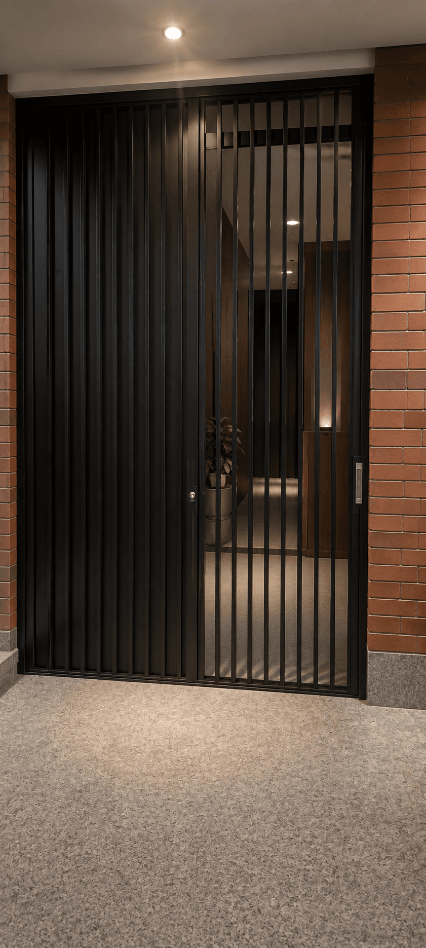 Neemuch Private Estate Elevation — Arislim Series 27×65 with Security Pleated Mesh installation in Neemuch, Madhya Pradesh
